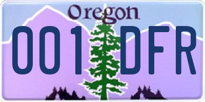 OR license plate 001DFR