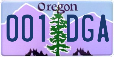 OR license plate 001DGA