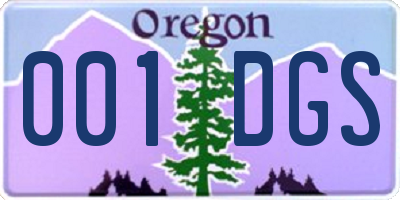 OR license plate 001DGS