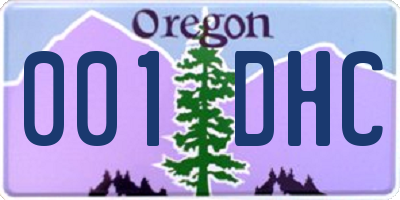 OR license plate 001DHC