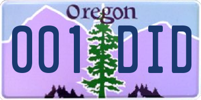 OR license plate 001DID