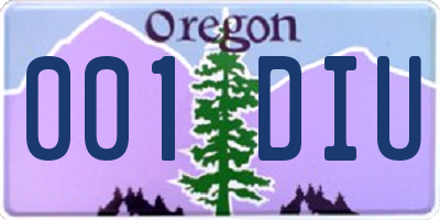 OR license plate 001DIU