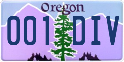 OR license plate 001DIV