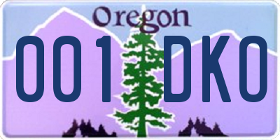 OR license plate 001DKO