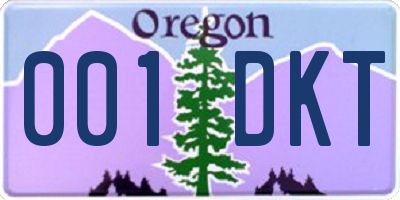 OR license plate 001DKT