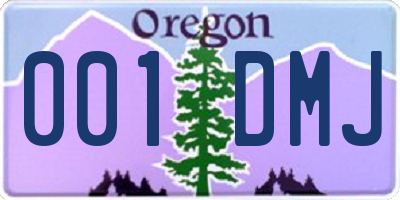 OR license plate 001DMJ
