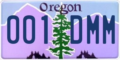 OR license plate 001DMM