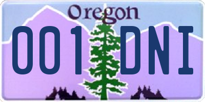 OR license plate 001DNI