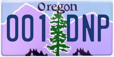 OR license plate 001DNP
