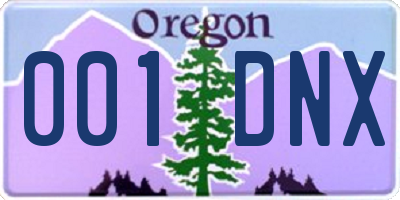 OR license plate 001DNX