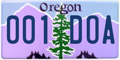 OR license plate 001DOA