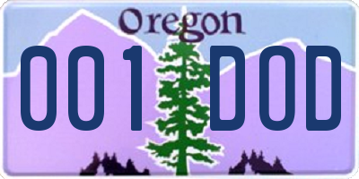OR license plate 001DOD