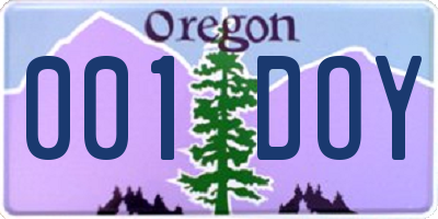 OR license plate 001DOY