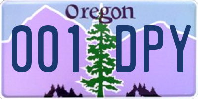 OR license plate 001DPY