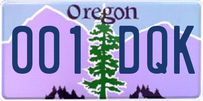 OR license plate 001DQK