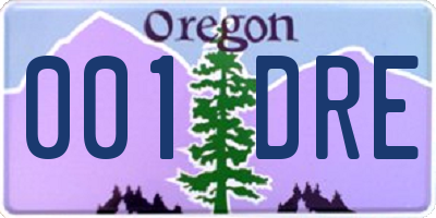 OR license plate 001DRE