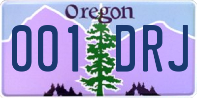 OR license plate 001DRJ
