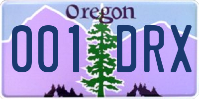 OR license plate 001DRX