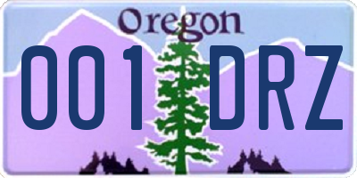 OR license plate 001DRZ