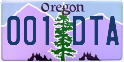 OR license plate 001DTA