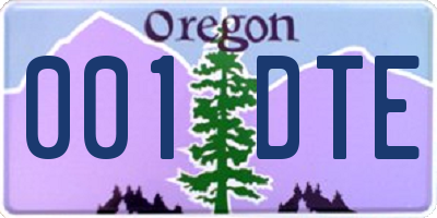 OR license plate 001DTE
