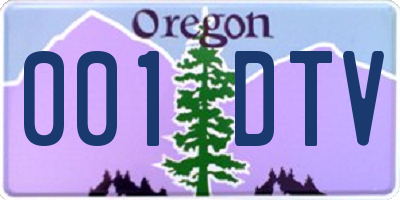 OR license plate 001DTV