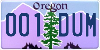 OR license plate 001DUM