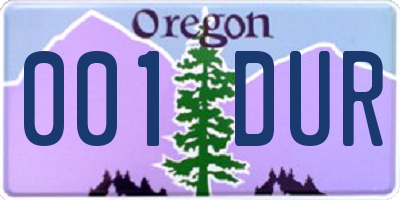 OR license plate 001DUR