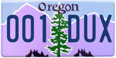 OR license plate 001DUX