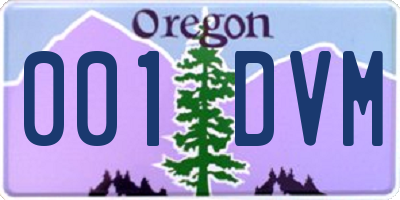 OR license plate 001DVM