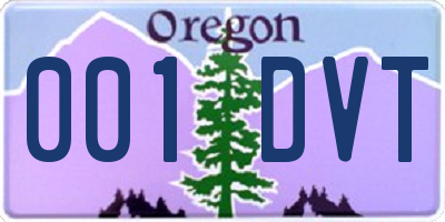 OR license plate 001DVT