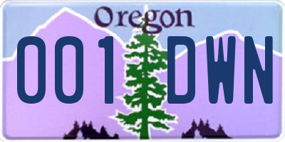OR license plate 001DWN