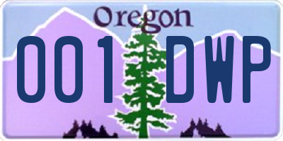 OR license plate 001DWP