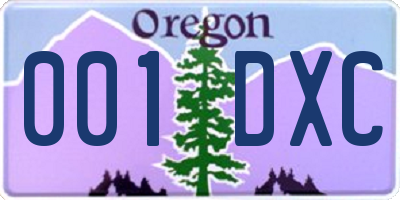 OR license plate 001DXC