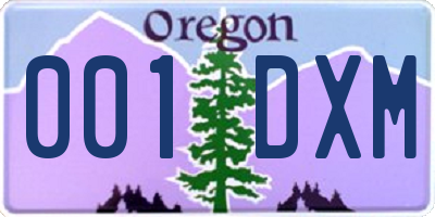OR license plate 001DXM