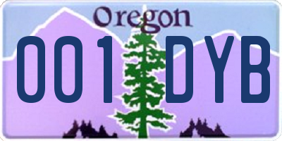 OR license plate 001DYB