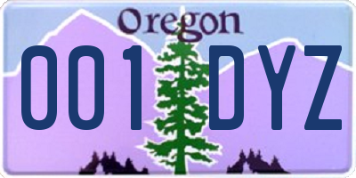 OR license plate 001DYZ