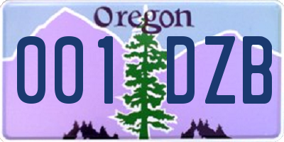 OR license plate 001DZB