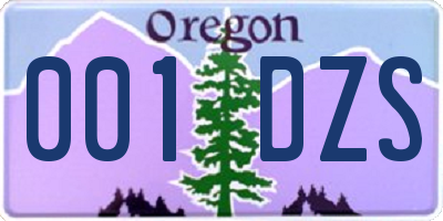 OR license plate 001DZS
