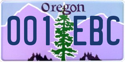OR license plate 001EBC
