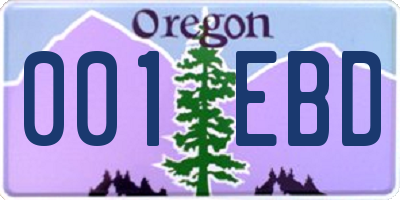 OR license plate 001EBD
