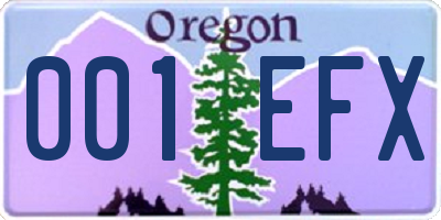 OR license plate 001EFX