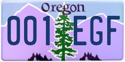 OR license plate 001EGF