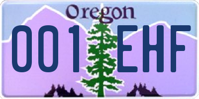 OR license plate 001EHF