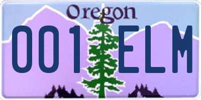 OR license plate 001ELM