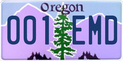 OR license plate 001EMD