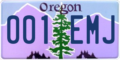OR license plate 001EMJ