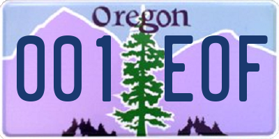 OR license plate 001EOF