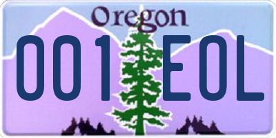 OR license plate 001EOL