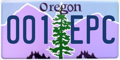 OR license plate 001EPC